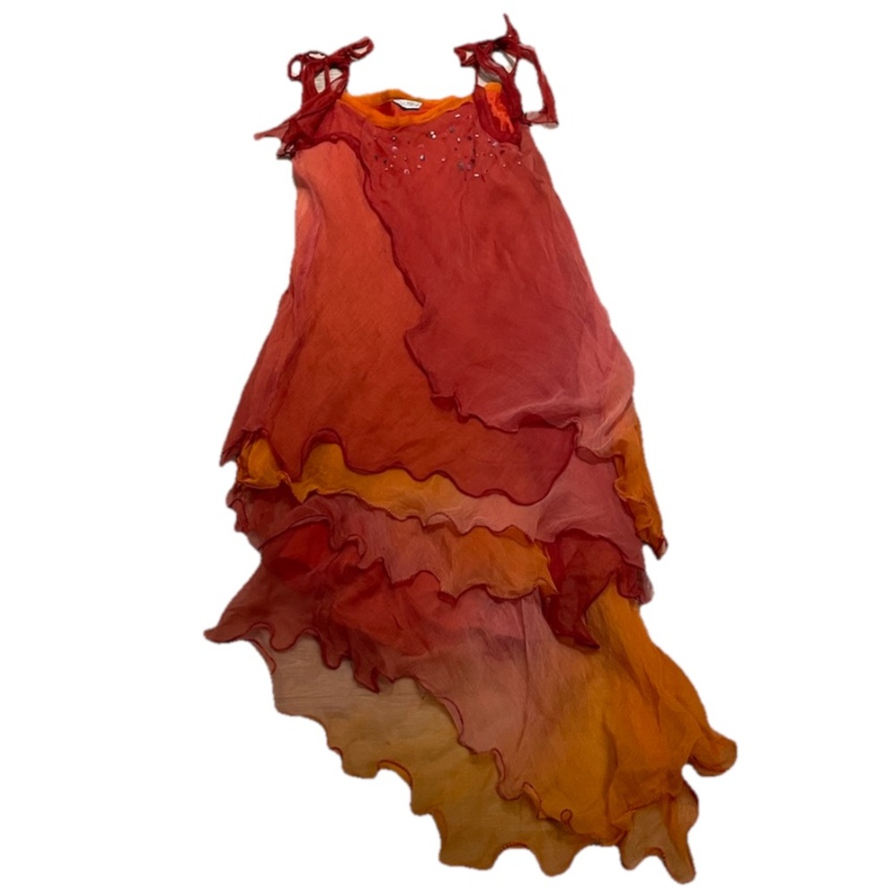 Vintage! La Perla Studio Red  and Orange Embellished Dress Girls Size 10-12